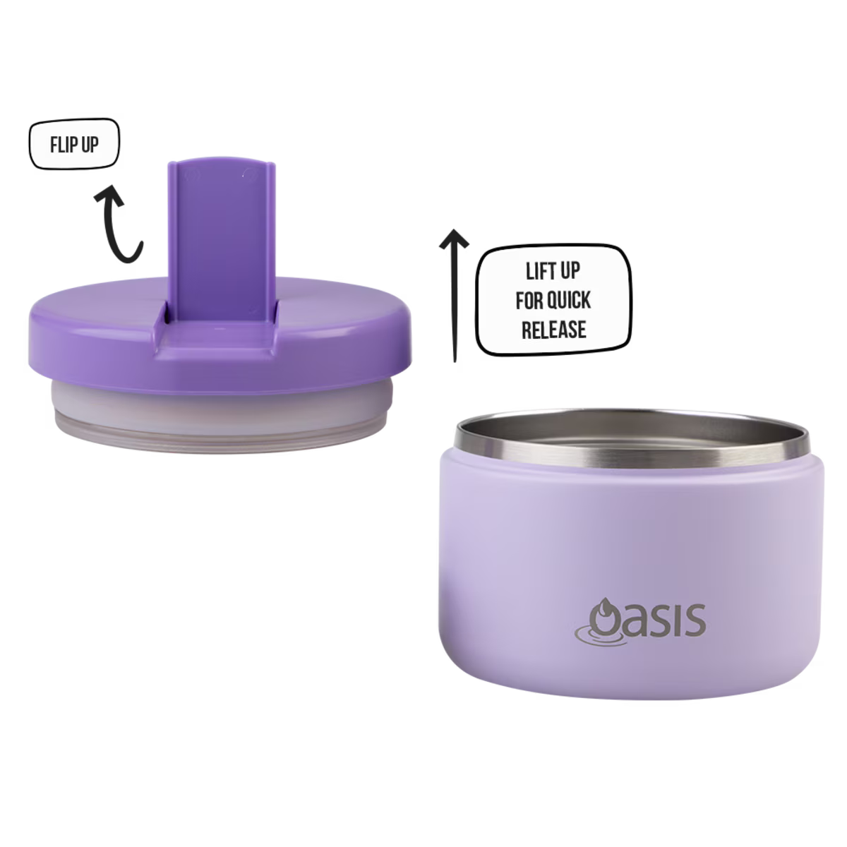 Oasis S/S Double Wall Insulated Food Flask w/ Quick Release Lid 300ml | Lilac