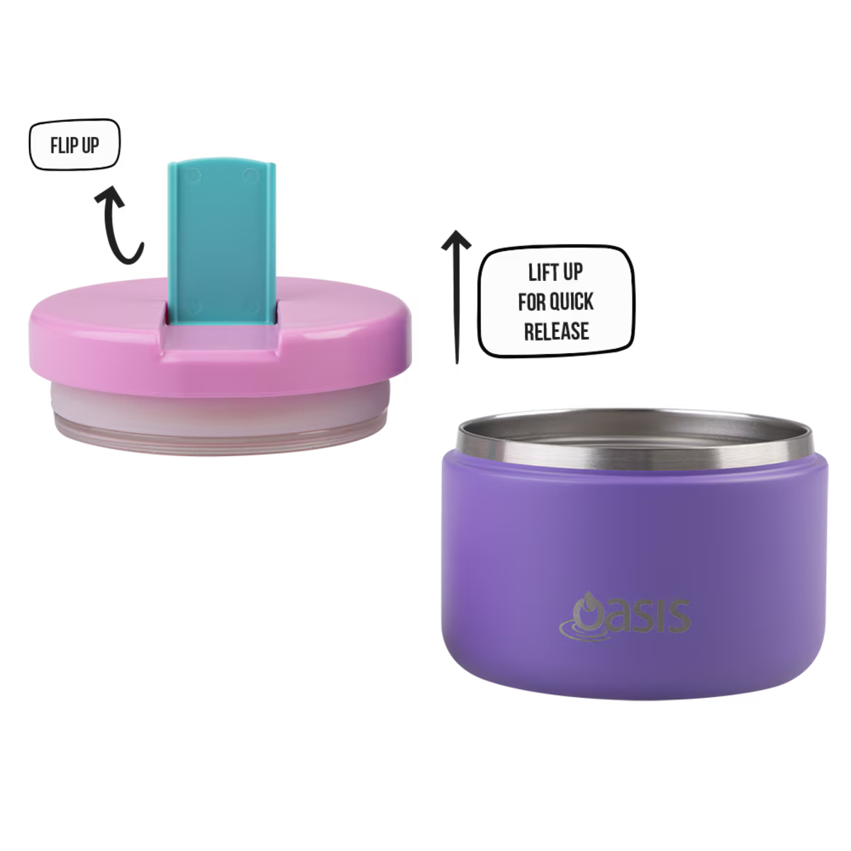 Oasis S/S Double Wall Insulated Food Flask w/ Quick Release Lid 300ml | Mermaid Purple
