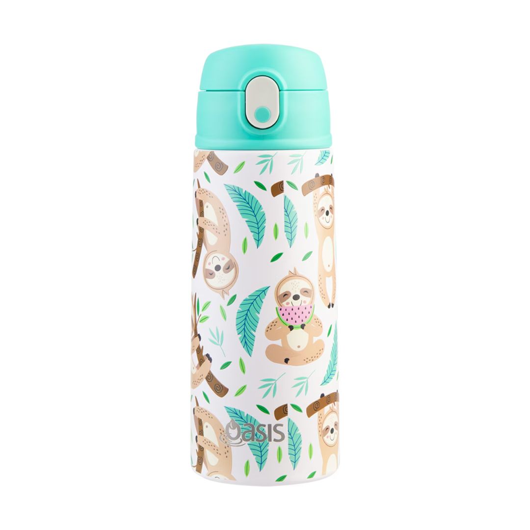 Oasis S/S Double Wall Insulated Kid's Drink Bottle w/ Sipper Straw 550ml | Sleepy Sloths