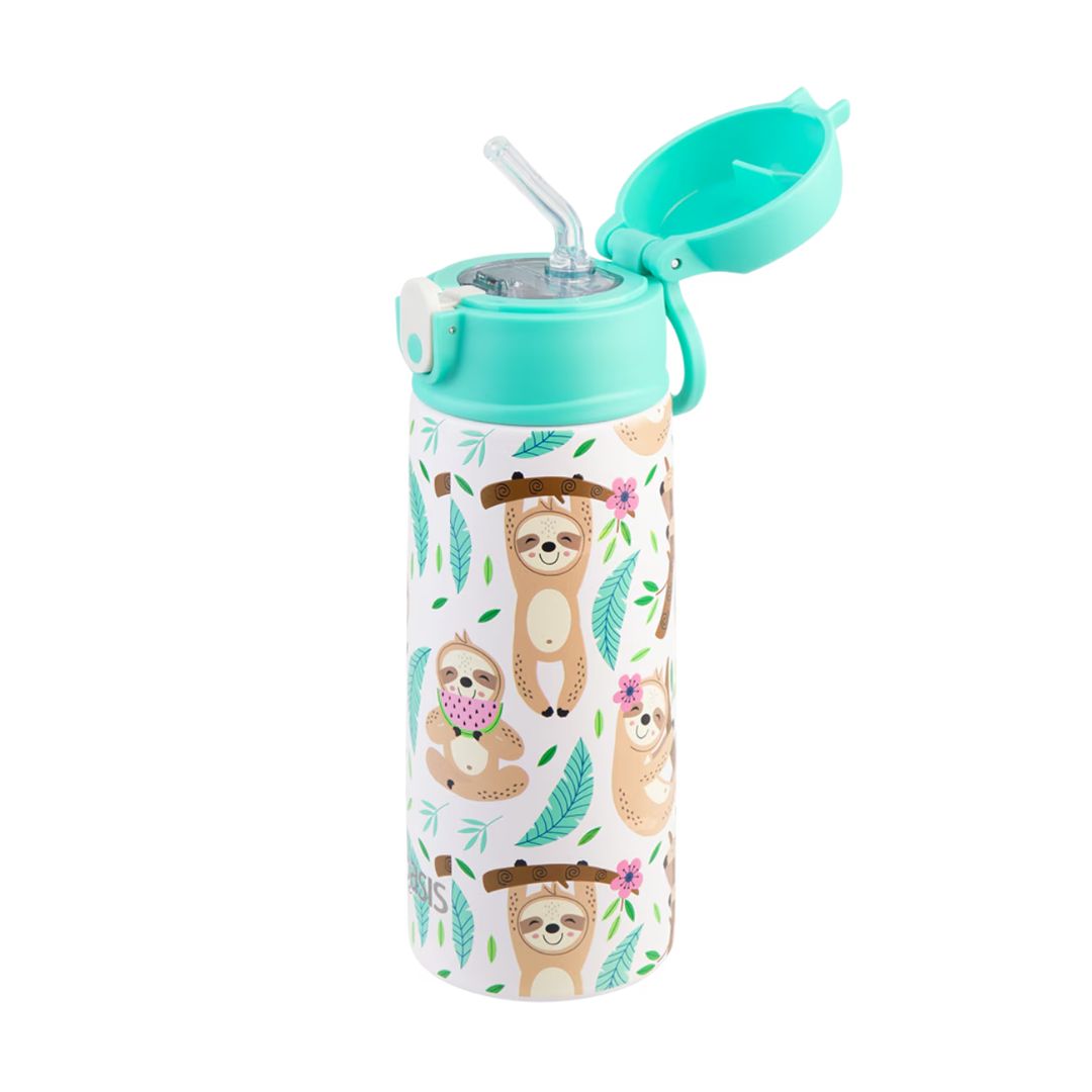 Oasis S/S Double Wall Insulated Kid's Drink Bottle w/ Sipper Straw 550ml | Sleepy Sloths