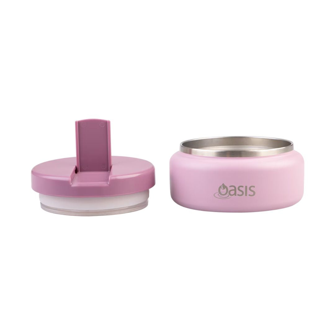 Oasis | Stainless Steel Double Wall Insulated Food Flask with Quick Release Lid - 230ml | Blush