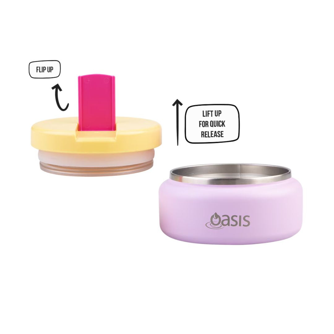 Oasis | Stainless Steel Double Wall Insulated Food Flask with Quick Release Lid - 230ml | Bubblegum Pink