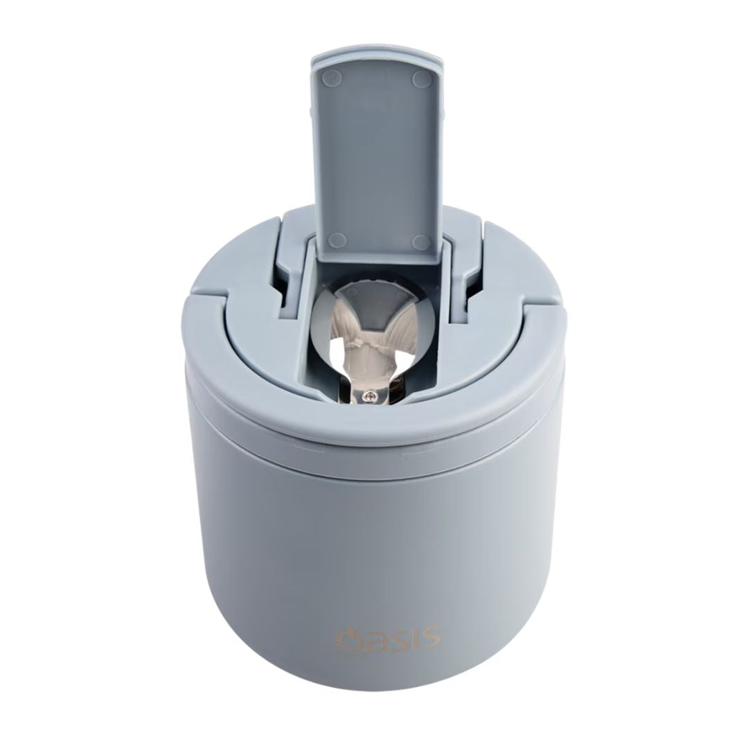 Oasis | Stainless Steel Double Wall Insulated Food Flask with Quick Release Lid & Spork - 500ml | Hazy Blue