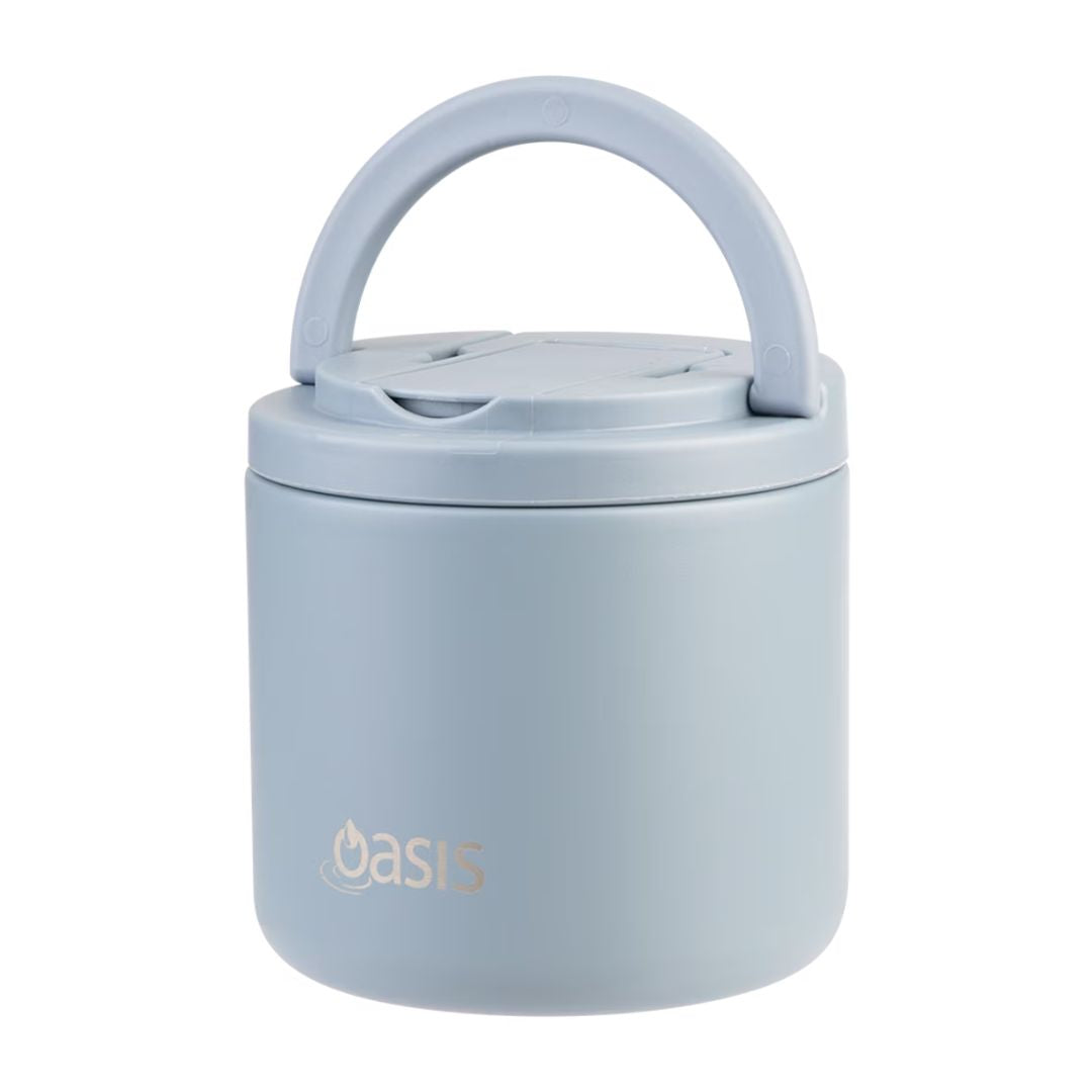 Oasis | Stainless Steel Double Wall Insulated Food Flask with Quick Release Lid & Spork - 500ml | Hazy Blue