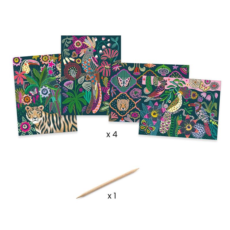 Djeco Rococo Neon Jungle Scratch Cards