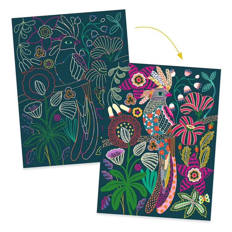 Djeco Rococo Neon Jungle Scratch Cards