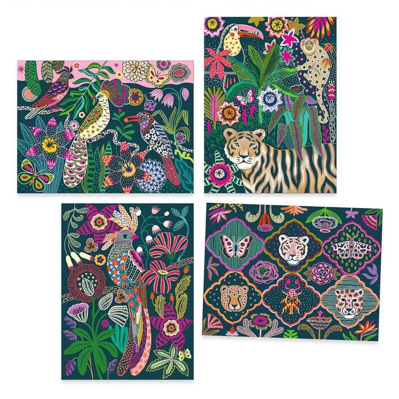 Djeco Rococo Neon Jungle Scratch Cards
