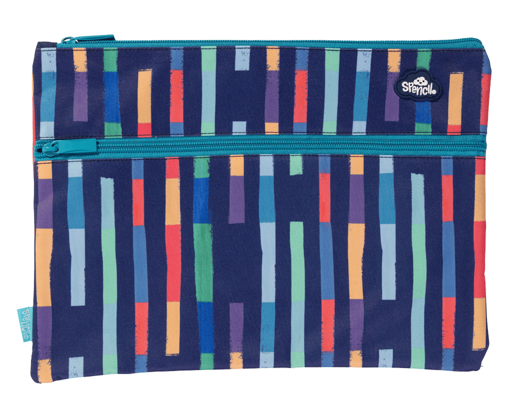 Spencil | A4 Twin Zip Pencil Case | Bright Stripes