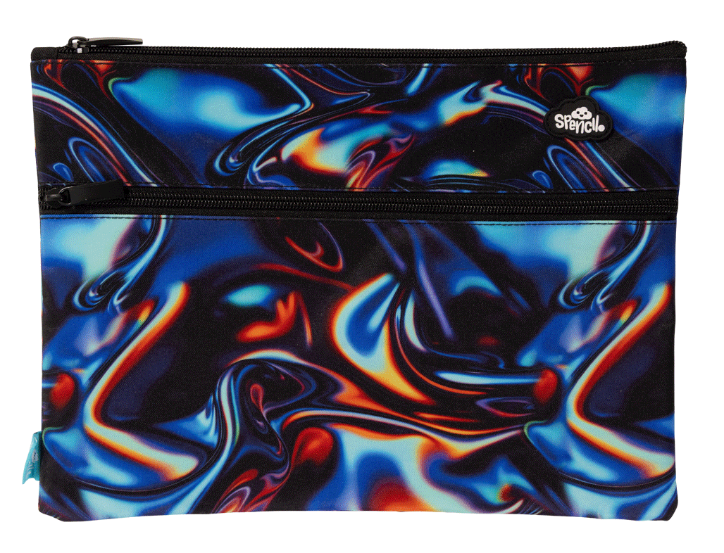 Spencil | A4 Twin Zip Pencil Case | Metallic Waves