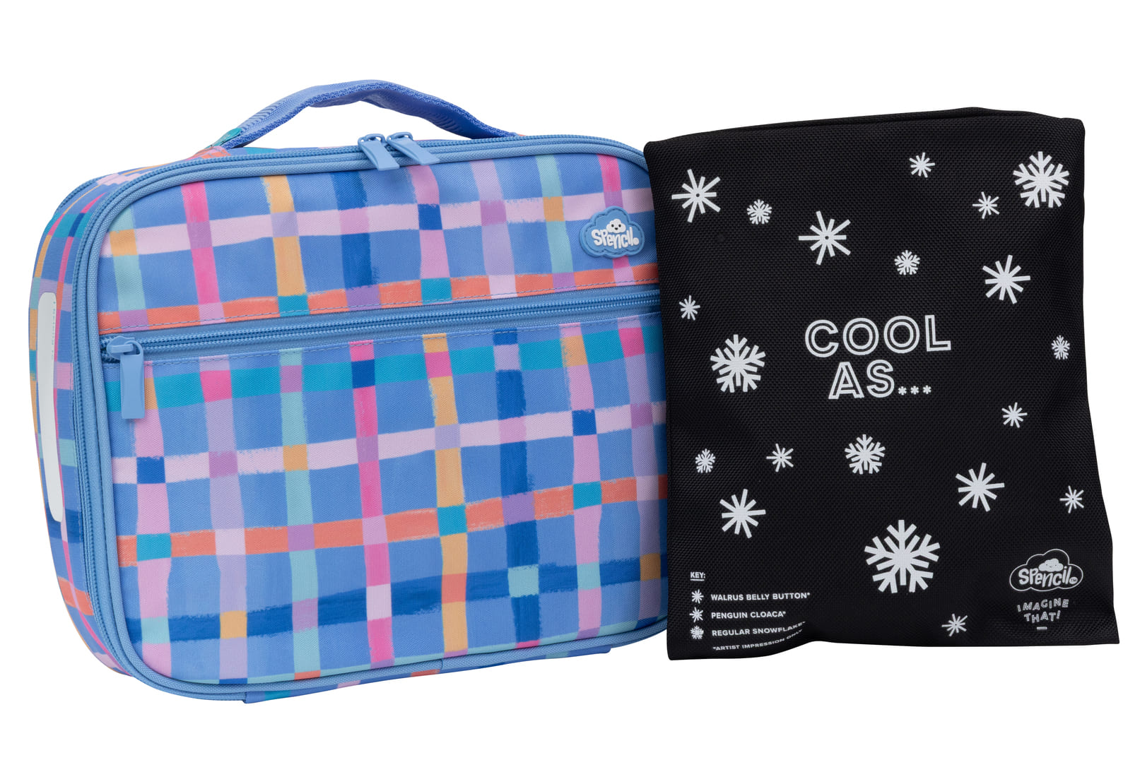 Spencil | Big Cooler Lunch Bag + Chill Pack | Pastel Plaid