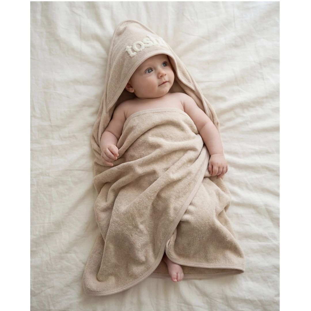 Toshi | Hooded Baby Bath Towel Yummy | Oatmeal
