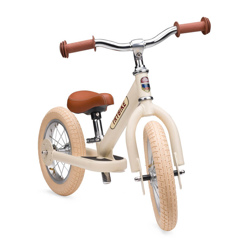 Steel Cream Vintage 3‑Wheel Trybike – sturdy retro-style toddler bike with low step-through frame, wide seat, high-back support, and noise‑reduction wheels