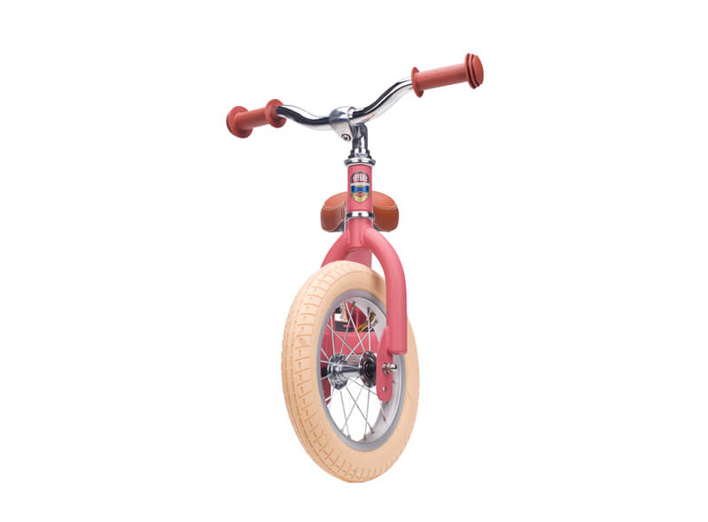Steel Pink Vintage 3‑Wheel Trybike – retro-style toddler bike in cream & pink with low step-through frame, wide cushioned seat, high-back support, and smooth-ride wheels