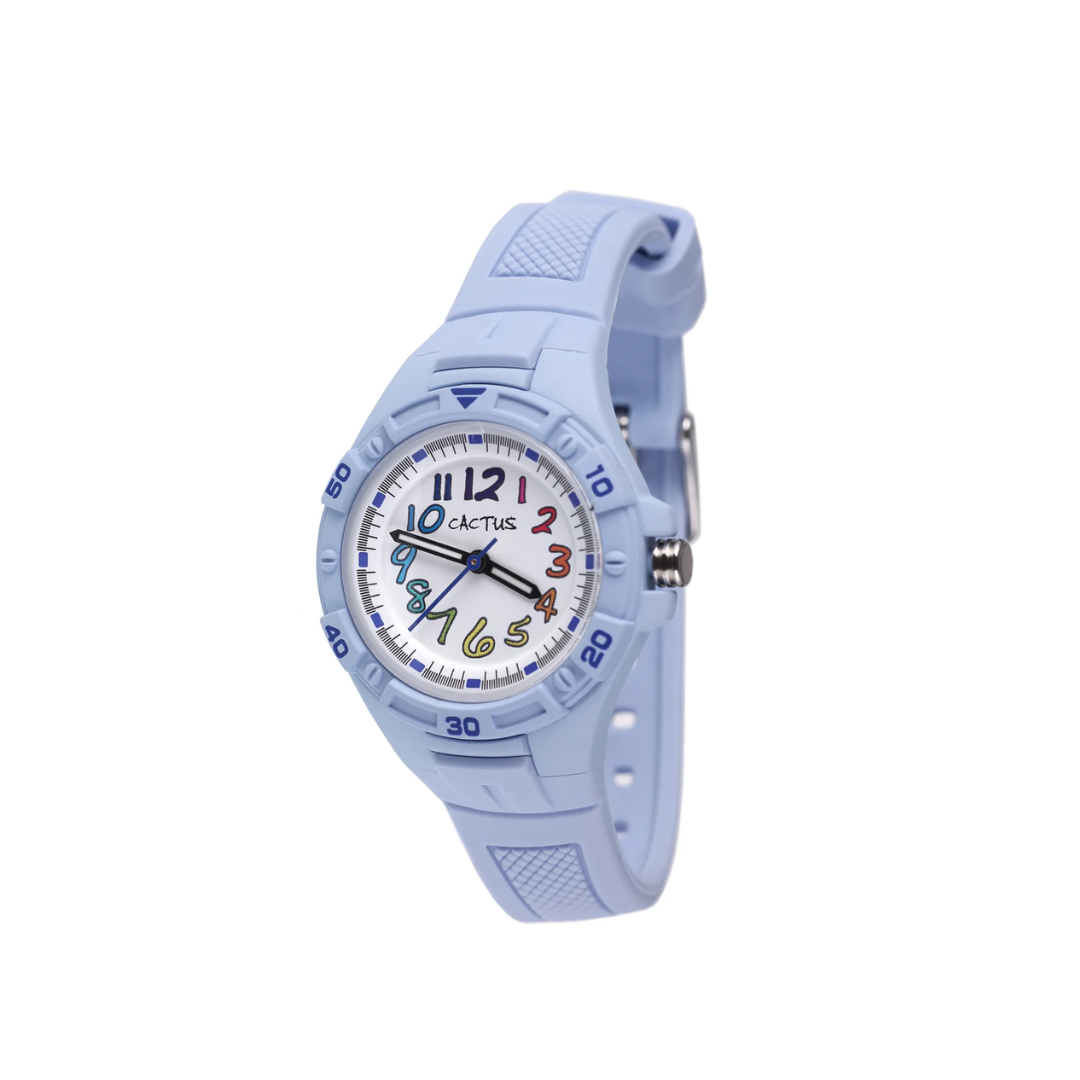 Cactus Watch | Waterproof Watch Blue with Rainbow Numbers