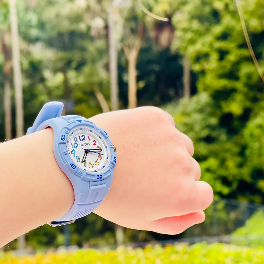 Cactus Watch | Waterproof Watch Blue with Rainbow Numbers
