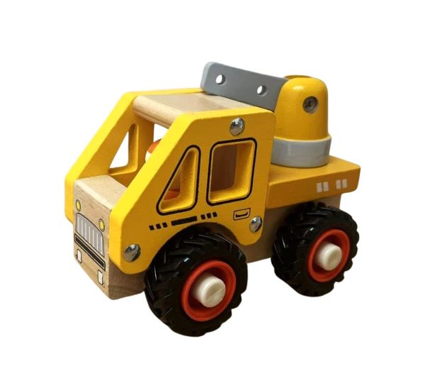 Toyslink wooden crane toy for toddlers – sturdy eco-friendly construction playset with moving hook and chunky wheels