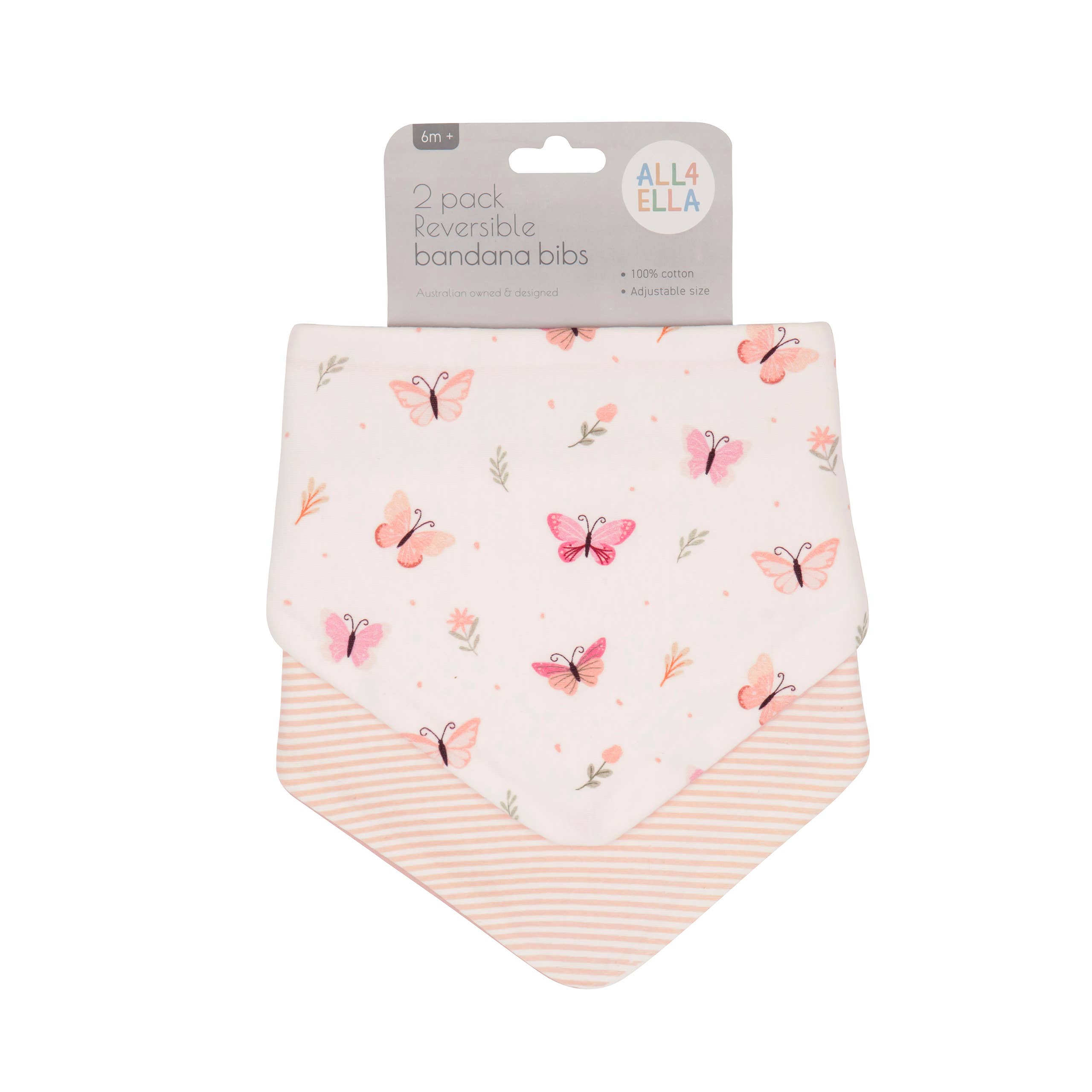 All4Ella | Bandana Bibs 2pk | Sweet Butterfly