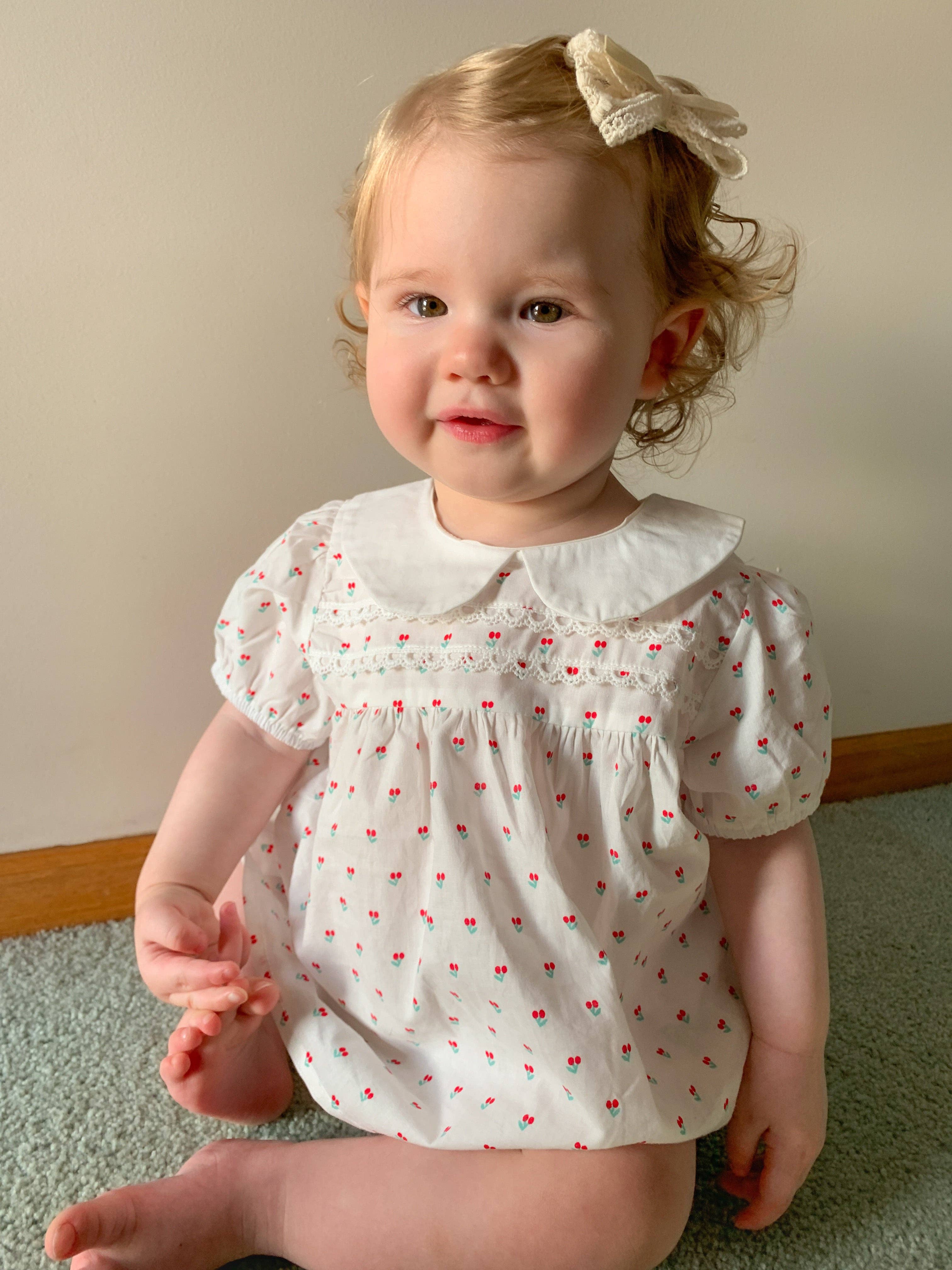 Maman | 2Pcs Set Baby Girls Cherry Print Collar Top and Shorts