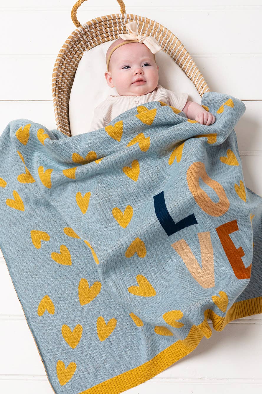 Indus Design -  Love Heart Blanket Blue