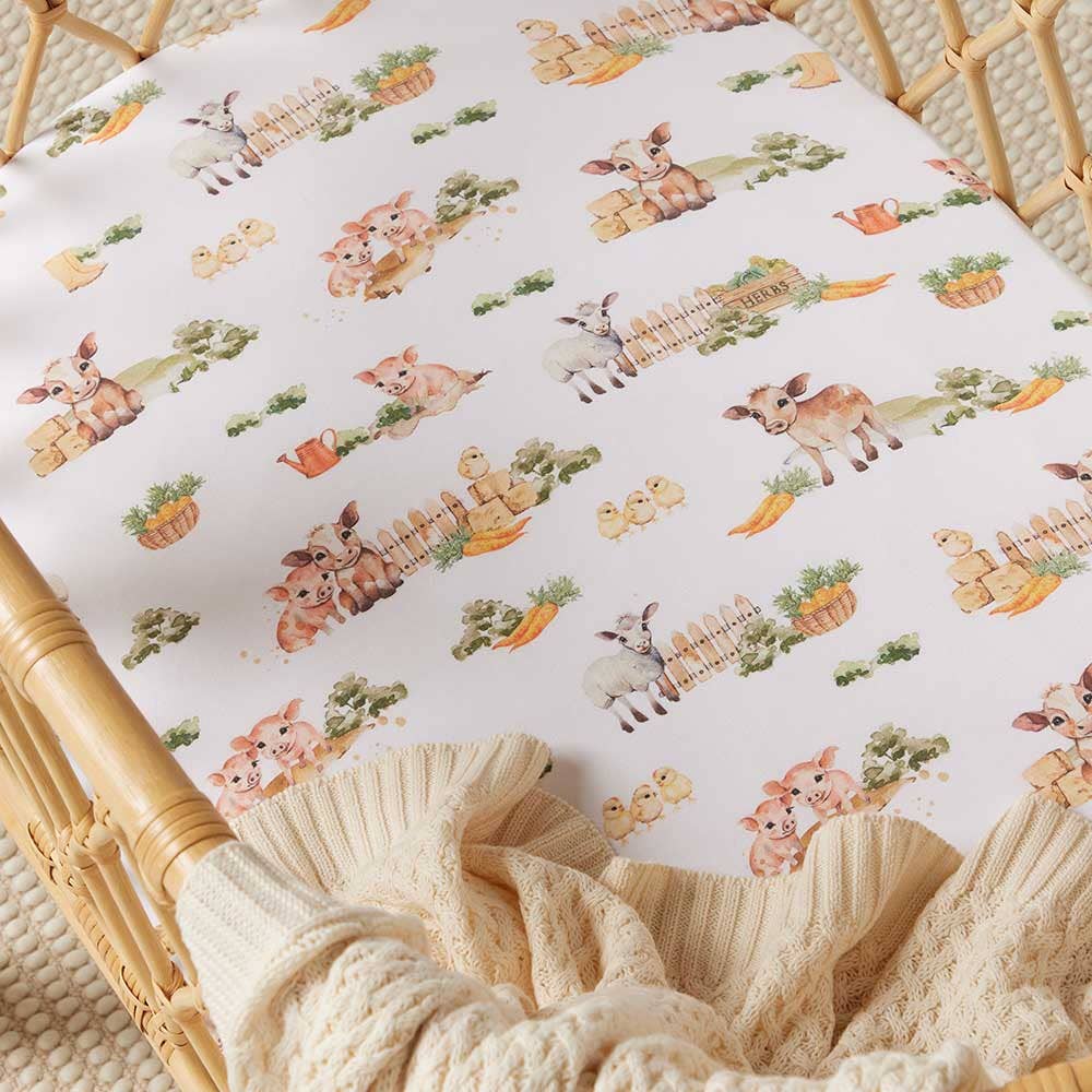 Snuggle Hunny | Organic Bassinet Sheet / Change Pad Cover | Farm