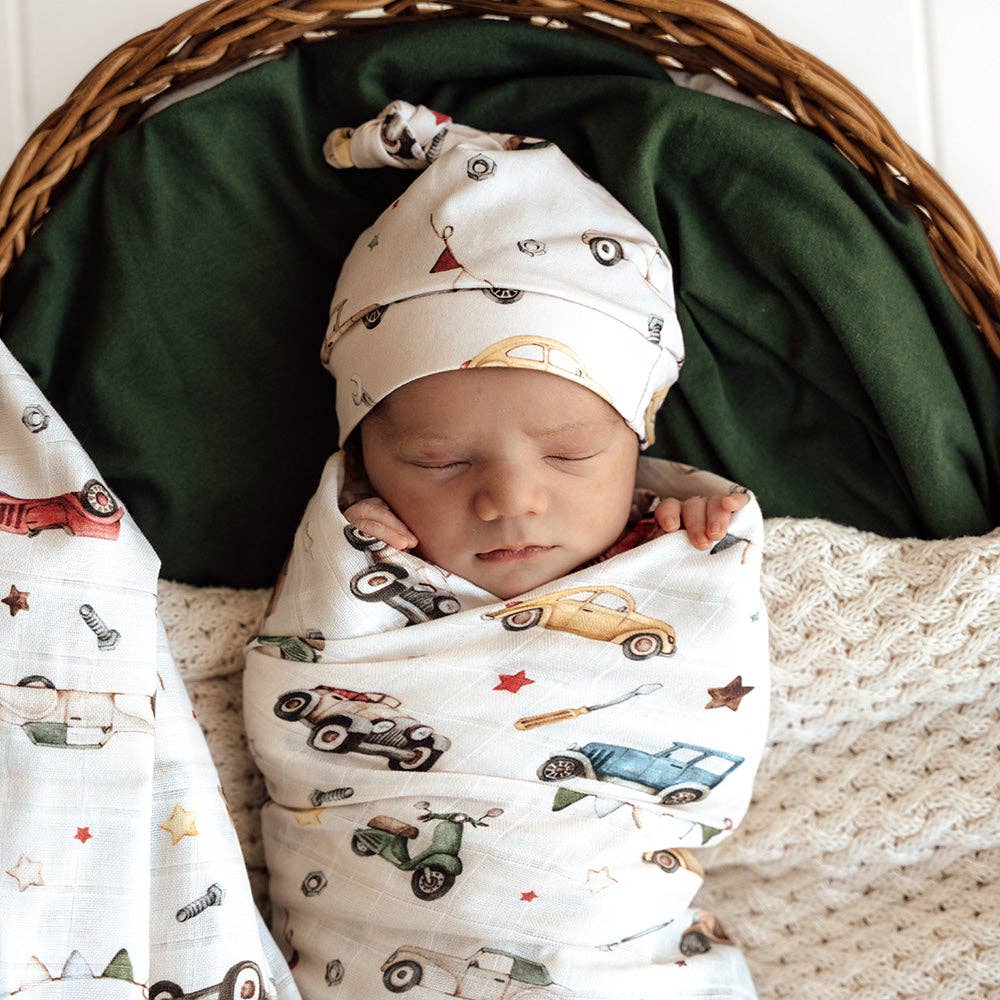 Snuggle Hunny - Vintage Cars Organic Muslin Wrap