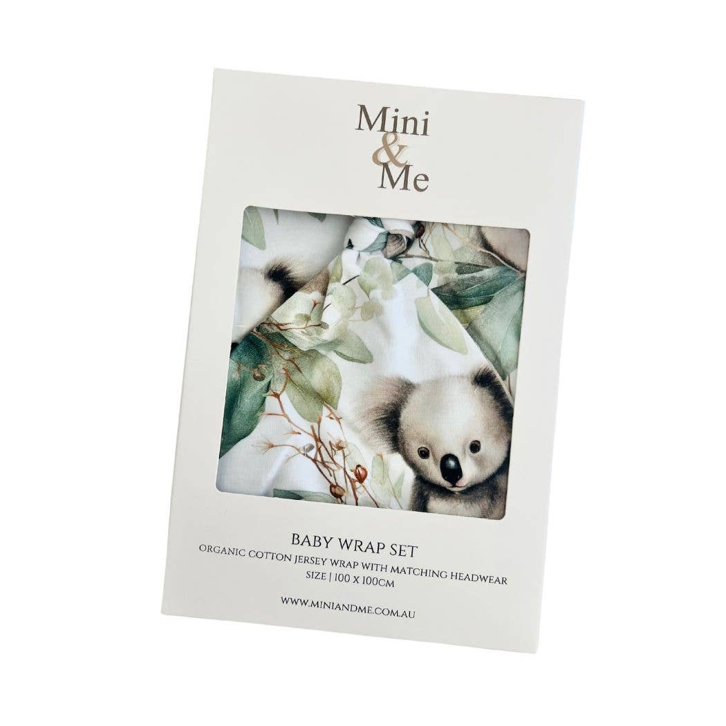 Cuddle Bug & Co - Mini & Me Organic Jersey Baby Wrap Set Cuddly Koala
