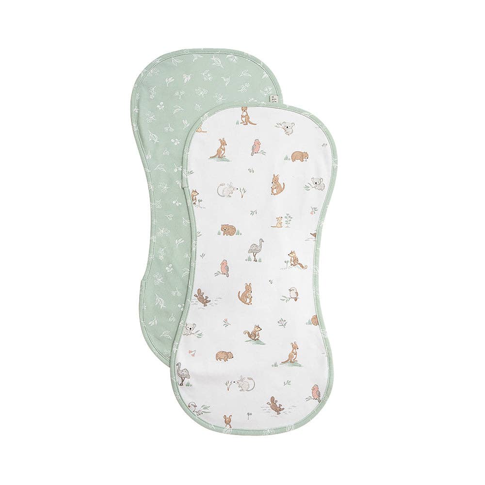 Living Textiles - 2 Pack Organic Burp Cloths - Australiana