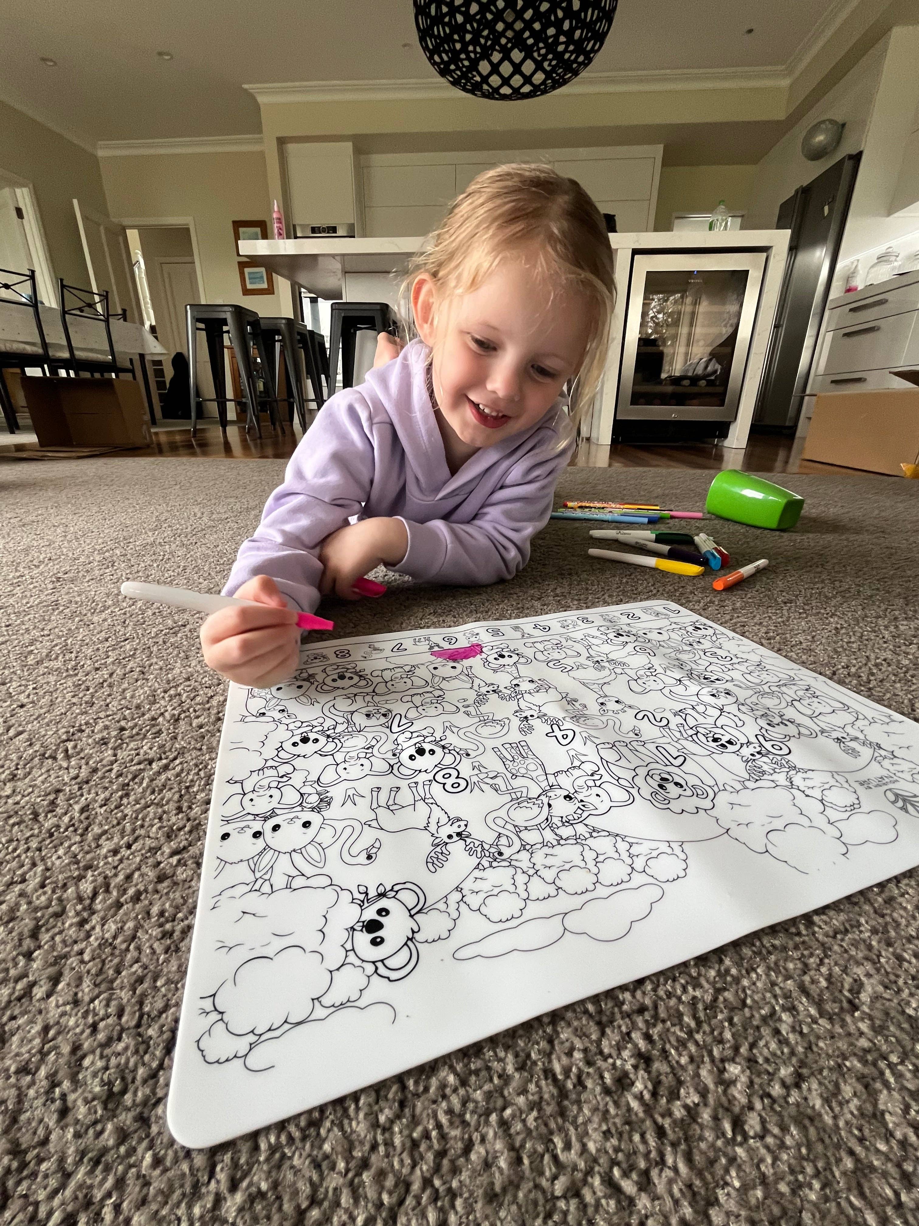 Nourish By Nature - Reusable Colouring Mat | Dinosaur Seek & Spot A3 Silicone
