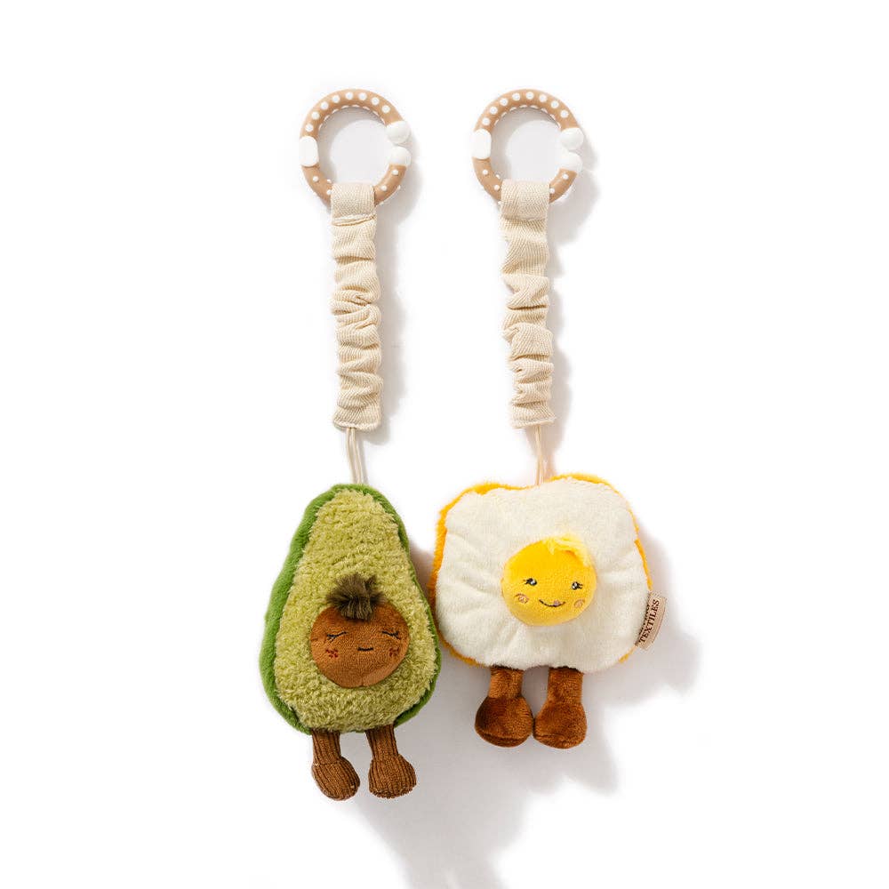 Living Textiles | 2 Pack Mini Market Brunch Stroller Toys Avocado & Egg on Toast