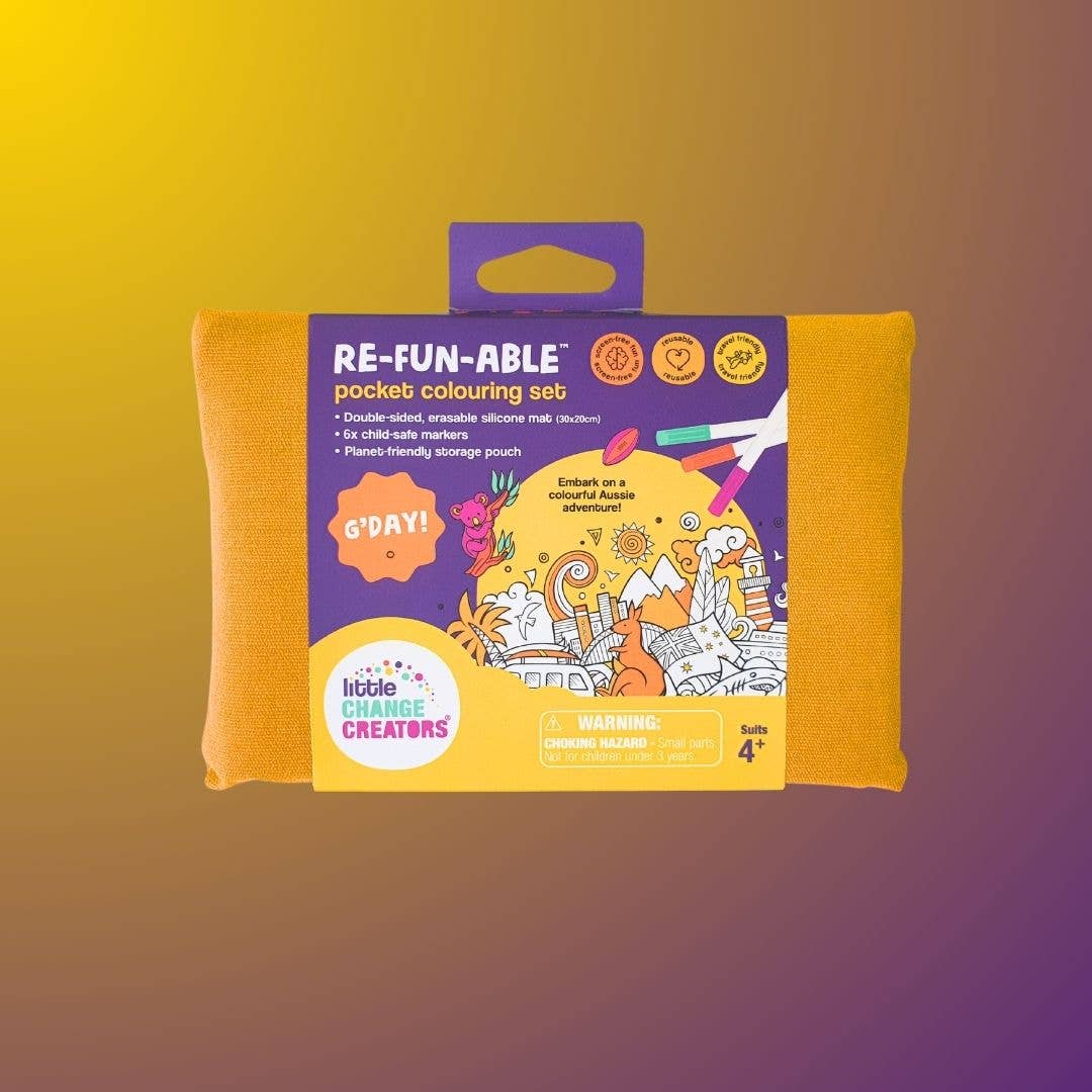 Little Change Creators - G’DAY! Pocket Reusable Colouring Mat | Australian Gift