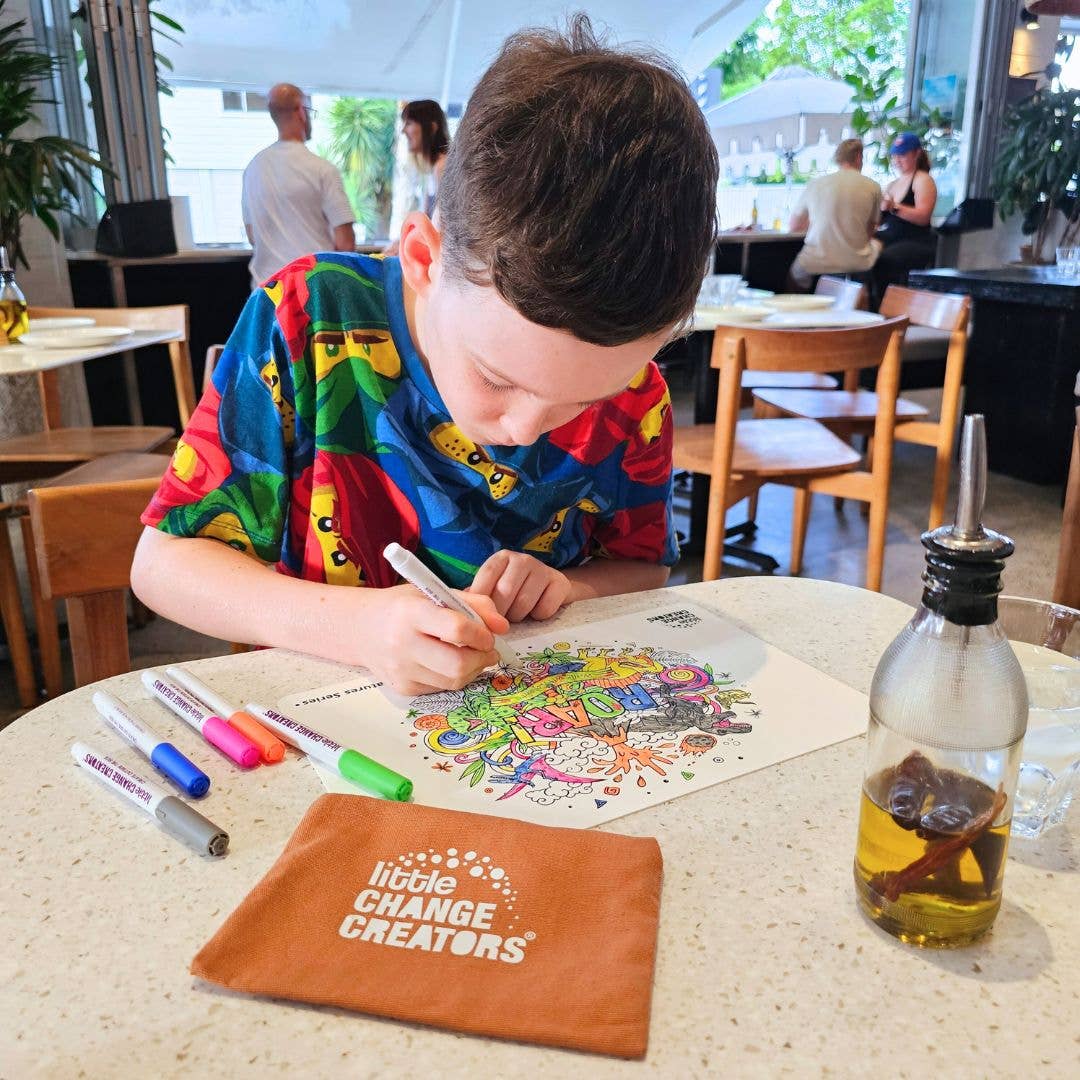 Little Change Creators - WILD! Pocket Reusable Colouring Mat | Animal Activity Gift