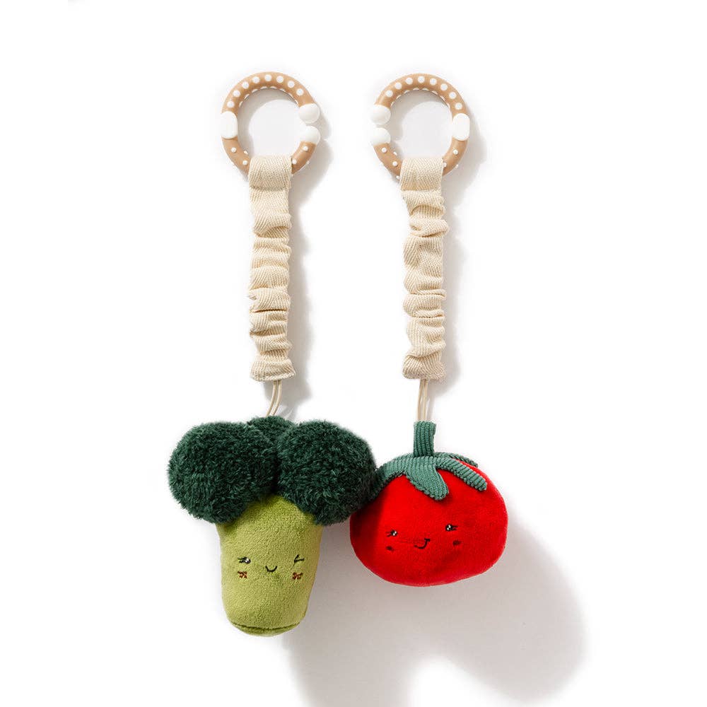 Living Textiles | 2 Pack Mini Market Brunch Stroller Toys Broccoli & Tomato