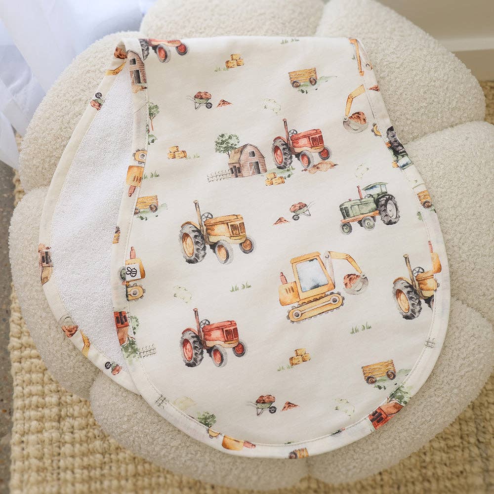 Snuggle Hunny - Diggers & Tractors Organic Cotton Burp Cloth