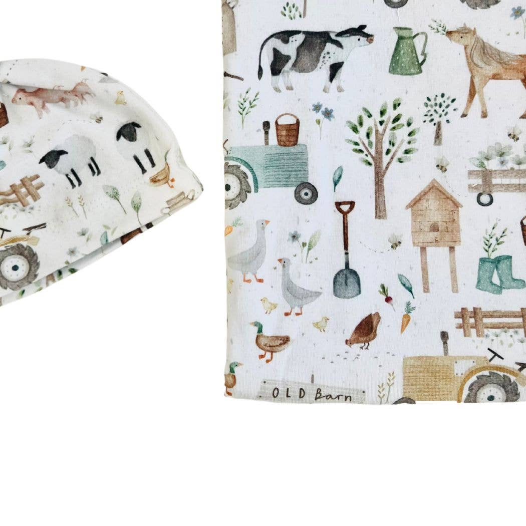 Cuddle Bug & Co - Mini & Me Organic Jersey Baby Wrap Set Farm Life