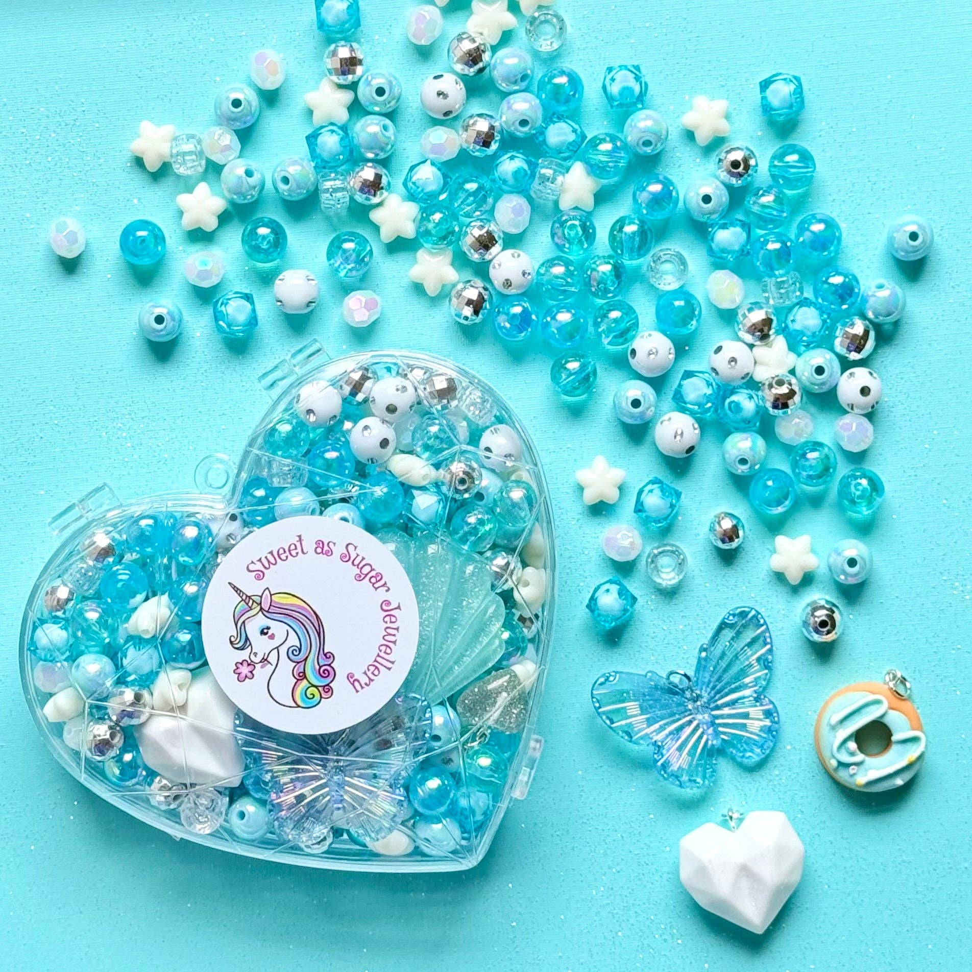 Sweet As Sugar Jewellery - Jewellery Making Kit Tiffany Teal Heart Shape