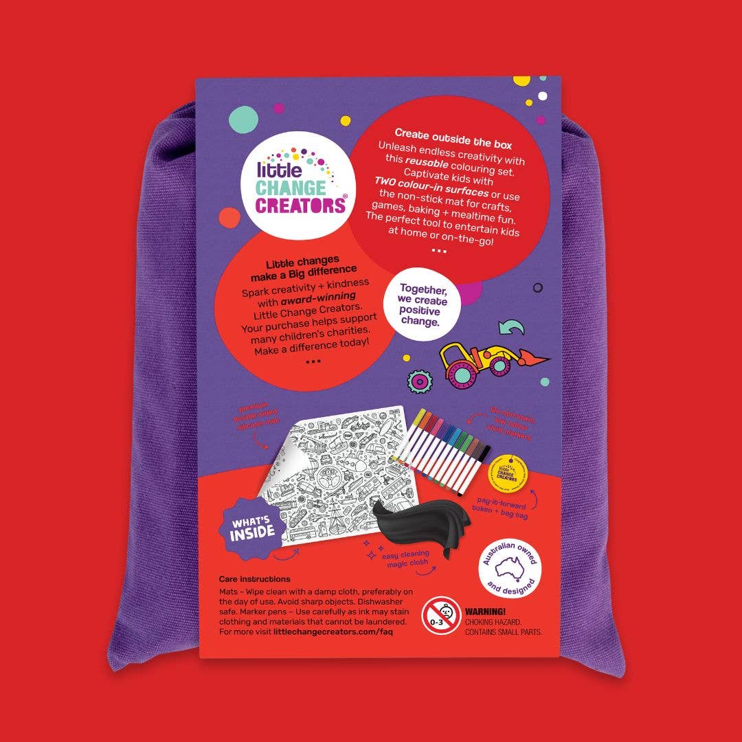 Little Change Creators | ON-THE-GO | Re-FUN-able™ Reusable Colouring + Doodle Mat