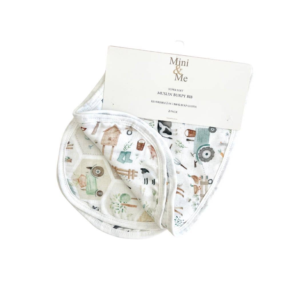 Cuddle Bug & Co - Mini & Me Burp Bib Patchwork Farm & Farm Life