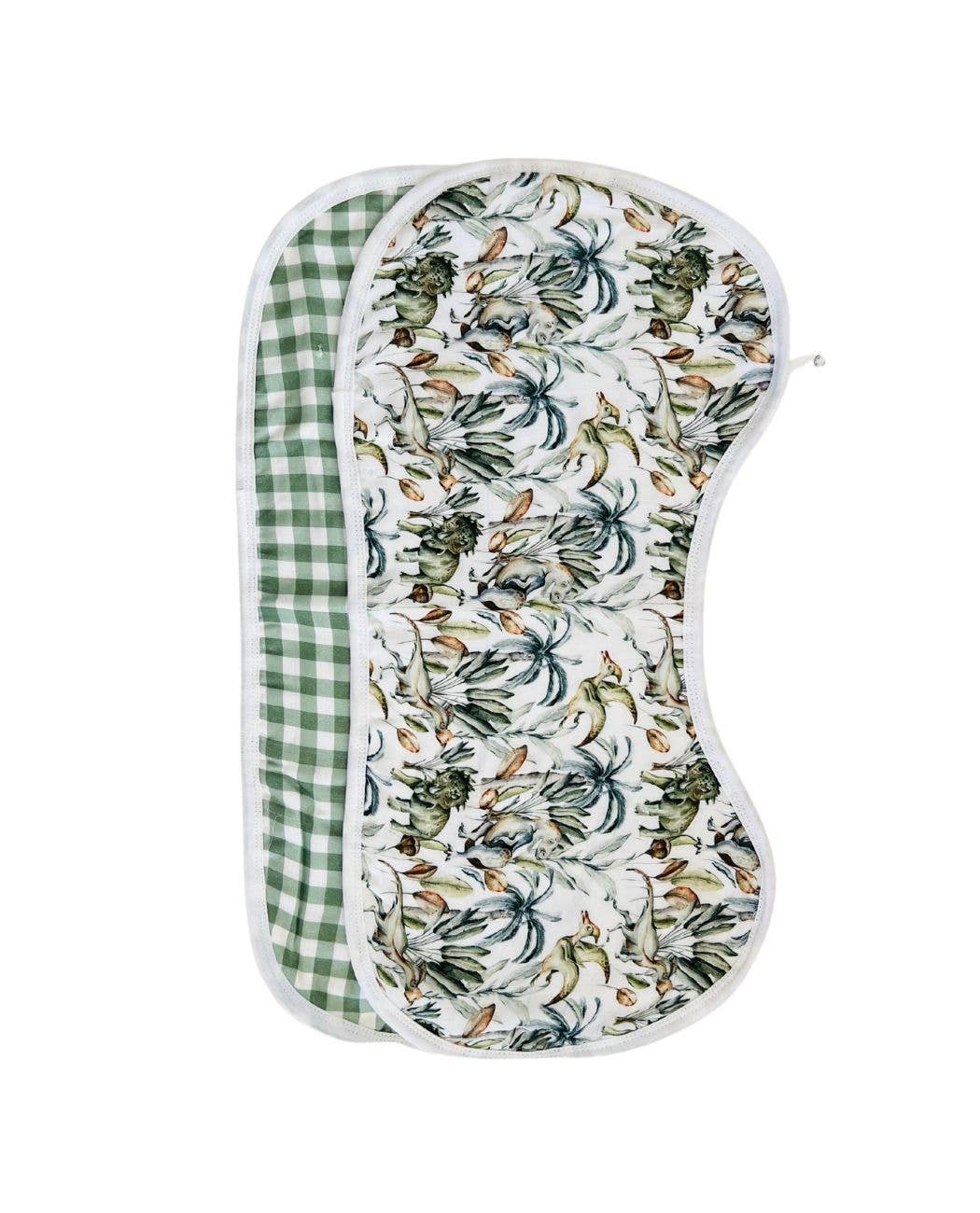 Cuddle Bug & Co | Mini & Me Burp Bib Jurassic & Forest Gingham