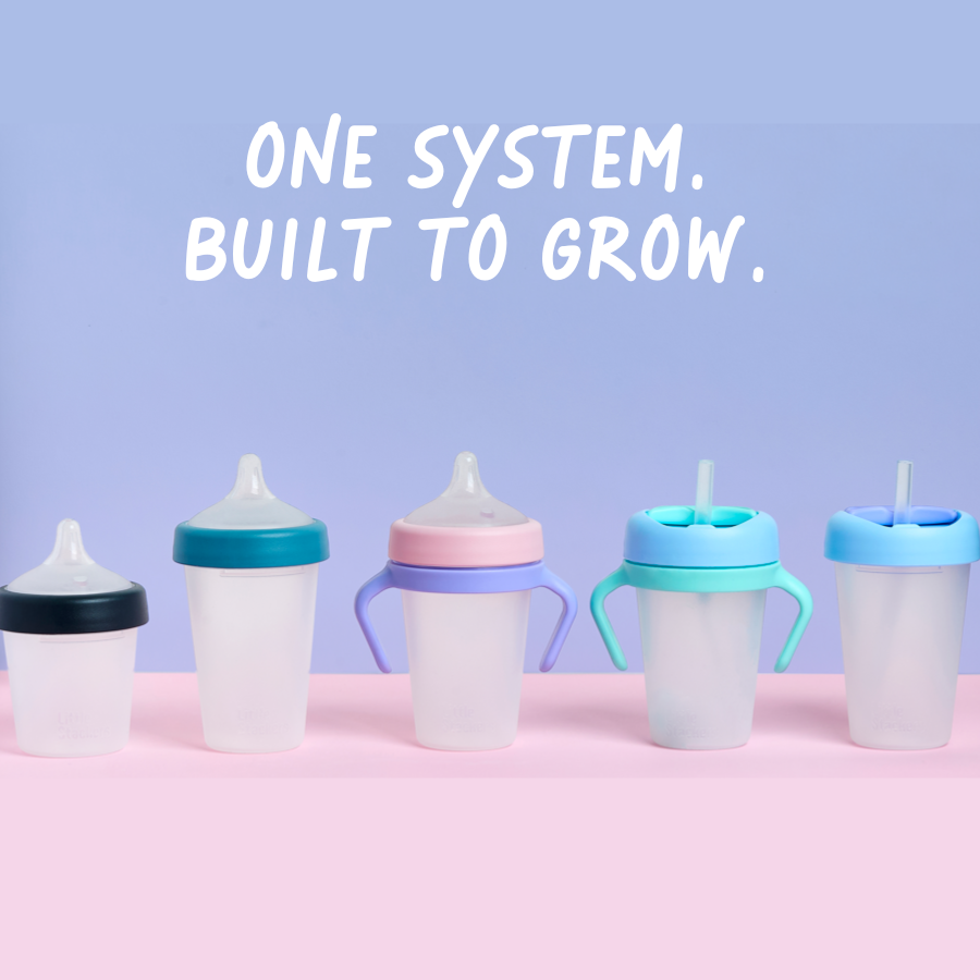 Little Stackers | Weighted Straw Sippy Cup Two Pack: Pink Aqua