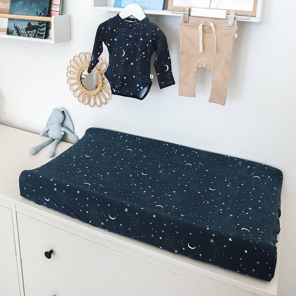Snuggle Hunny - Starry Night Organic Bassinet Sheet / Change Pad Cover
