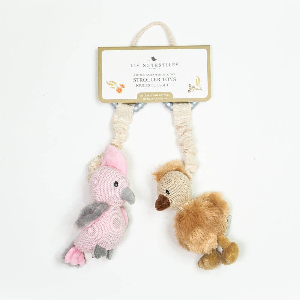 Living Textiles - 2pk Stroller Toy - Galah & Emu