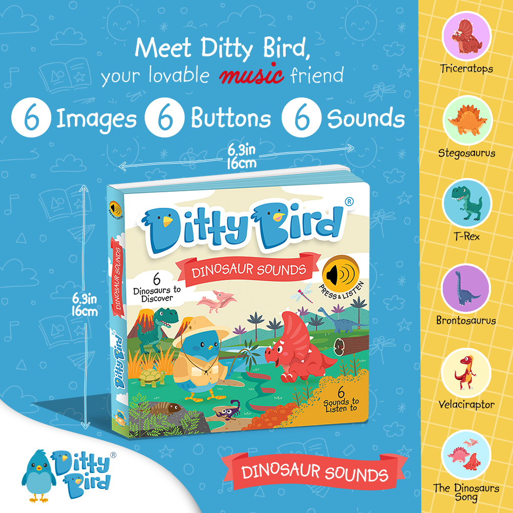 Ditty Bird | Baby Sound Book Dino Lovers | Dinosaur Sounds
