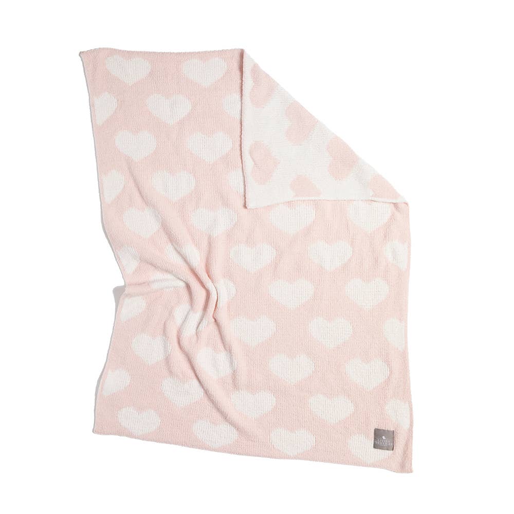 Living Textiles Chenille Blanket Pink Hearts