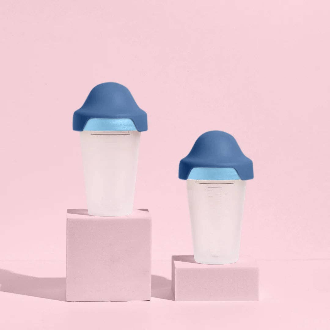 Little Stackers - 240ml Baby Bottle Two Pack: Blue Navy / Latchtastic - Medium