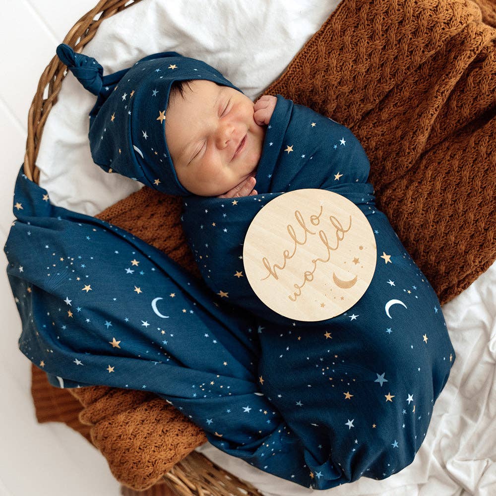 Snuggle Hunny - Starry Night Organic Jersey Wrap & Beanie Set