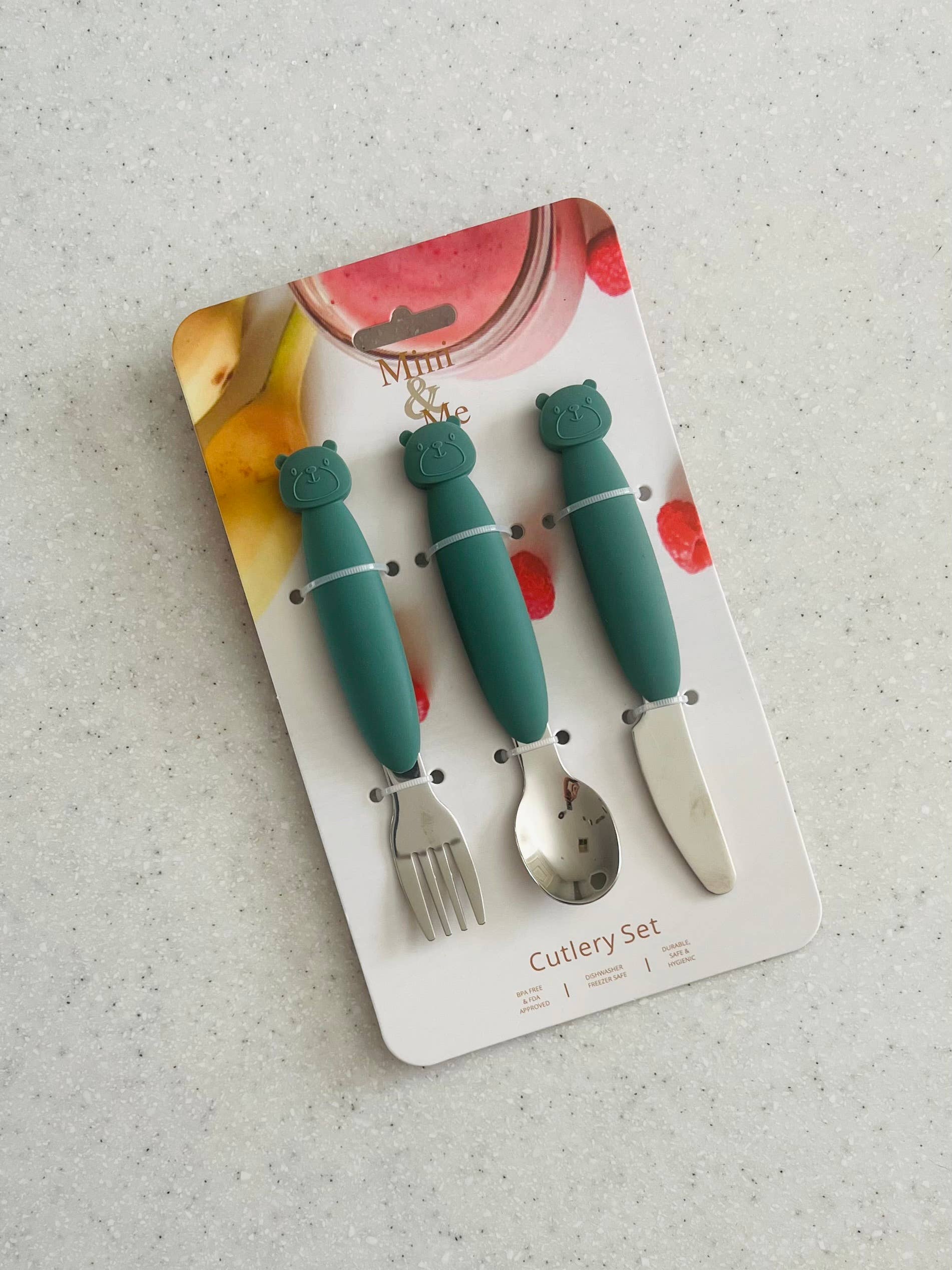 Cuddle Bug & Co | Mini & Me Metal Cutlery Set | Kale