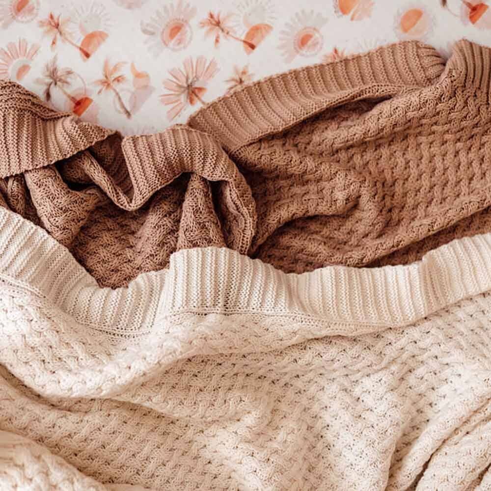 Snuggle Hunny | Diamond Knit Baby Blanket | Hazelnut