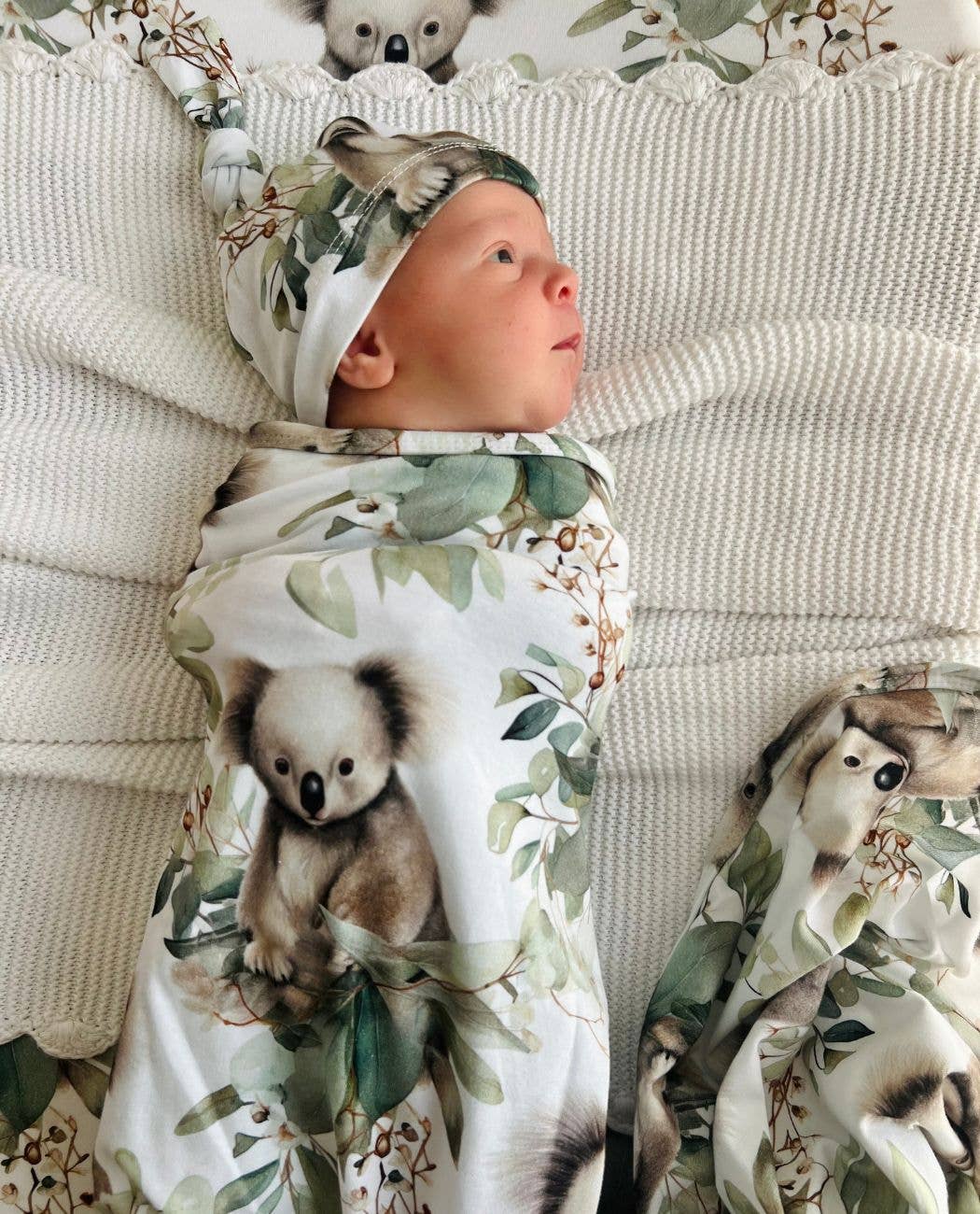 Cuddle Bug & Co - Mini & Me Organic Jersey Baby Wrap Set Cuddly Koala