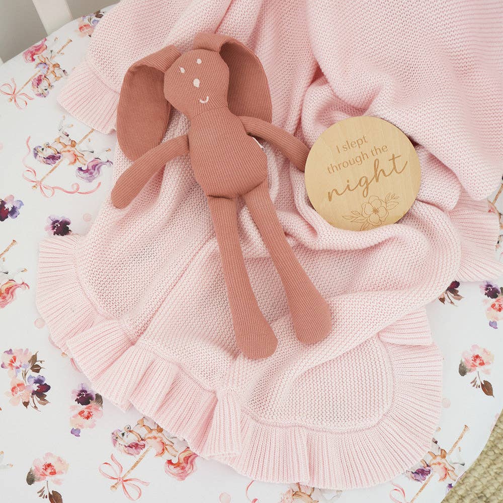 Snuggle Hunny - Blush Pink Ruffle Knit Organic Baby Blanket