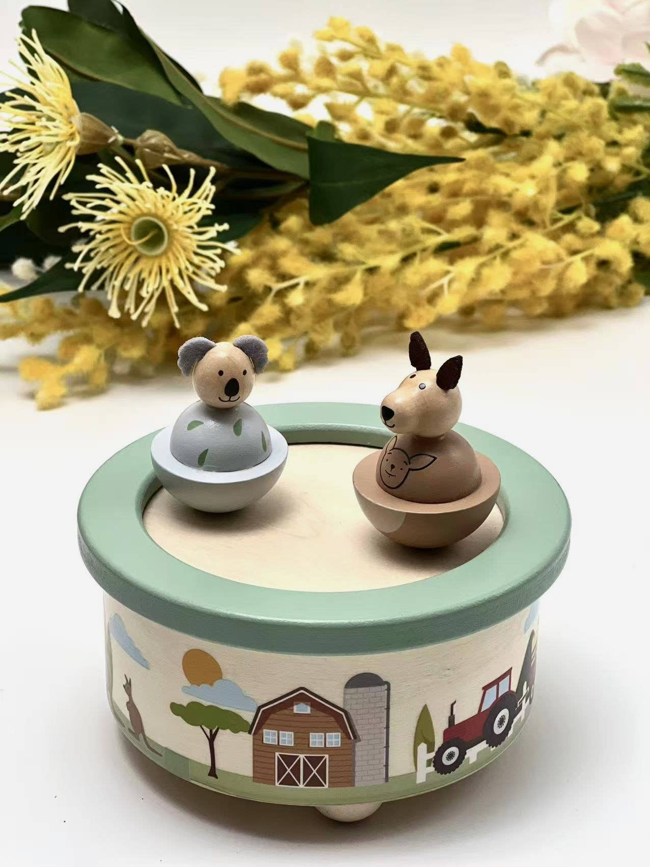 ToysLink - Wooden Kangaroo & Koala Music Box